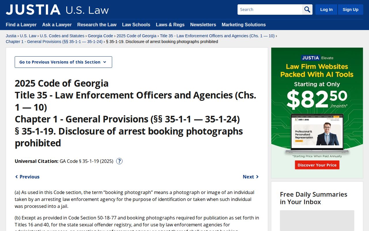 Georgia arrest booking photograph law reference for Union County records