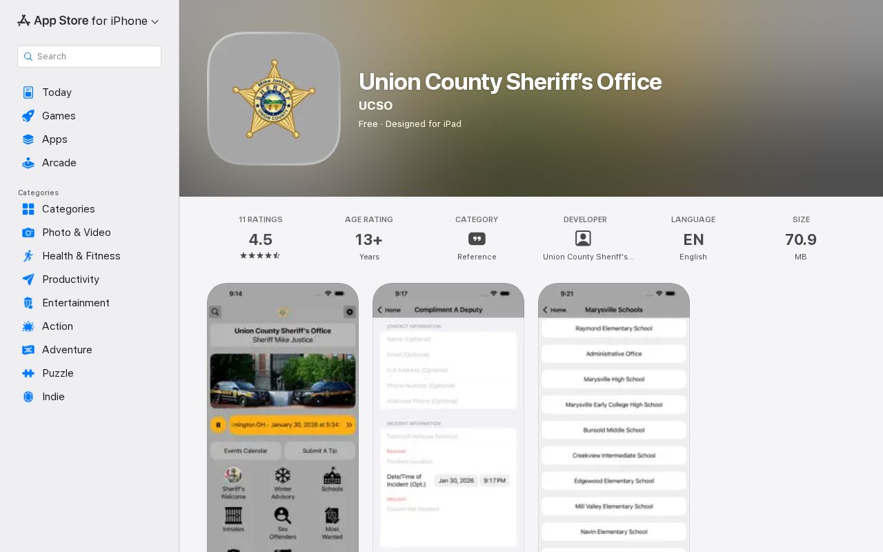 Official Union County Sheriff's Office mobile app for public safety information